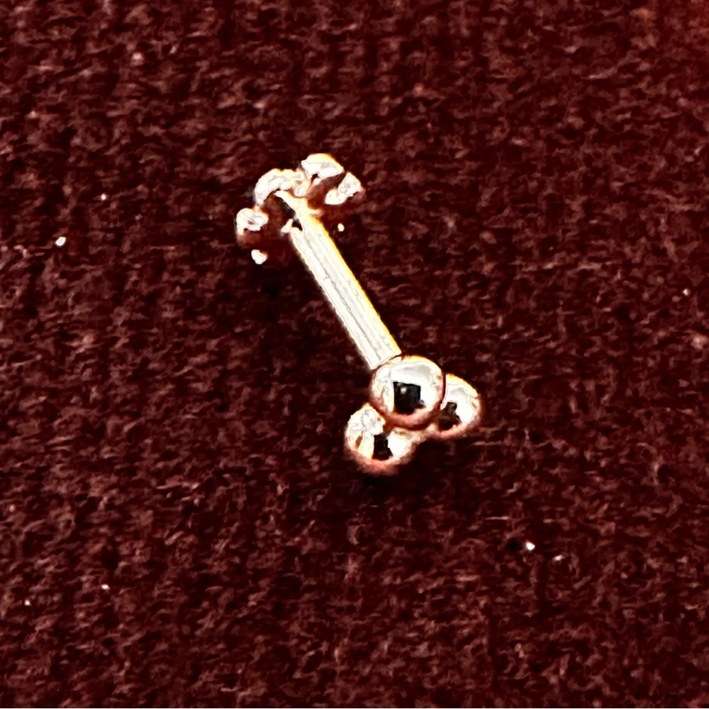 MARIA TASH Ball Trinity Threaded Stud Earring in 14k Solid Rose Gold